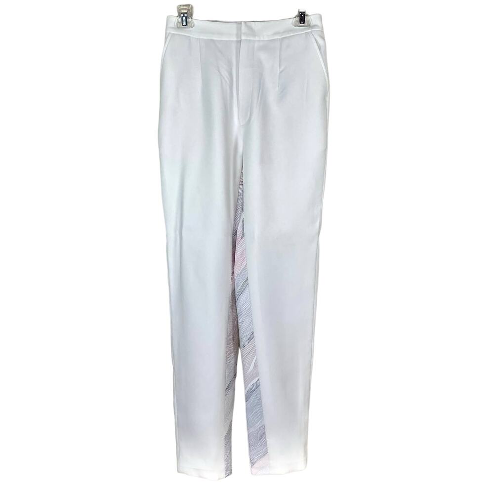 Salisa White Trouser Pants with Stripe Panel Large